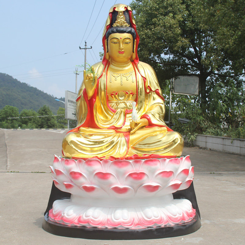 树脂佛像观音菩萨 1米6观音娘娘 寺庙观音大士 贴金彩绘观音佛像