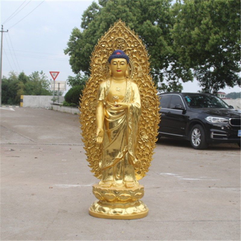 寺庙树脂居家供奉带背光佛像