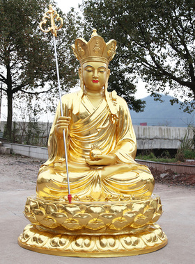 寺庙大佛像 2米1带背光地藏王 全金色地藏王菩萨 树脂九华山地藏