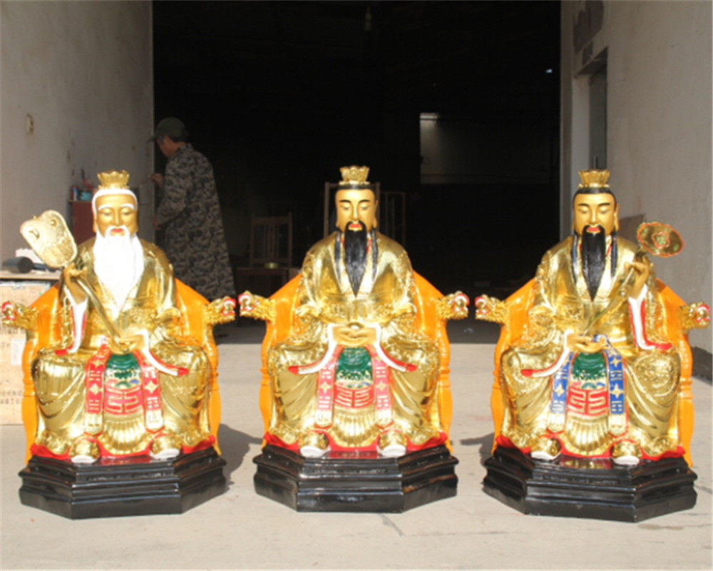 厂家直销寺庙神像 树脂佛像 玻璃钢鎏金彩绘 88cm彩绘三清道祖