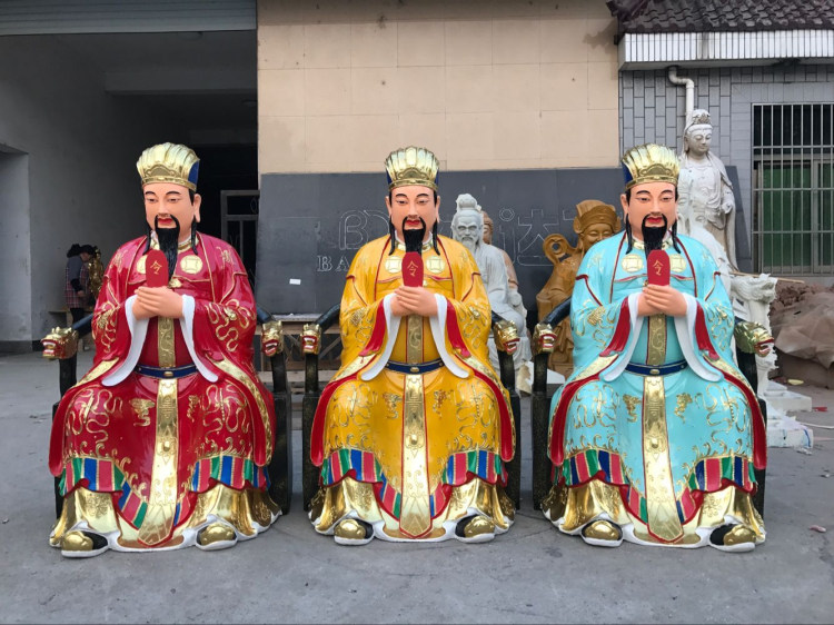 厂家直销寺庙树脂神像佛像 1米3彩绘三官大帝 玉帝 天官 地水官