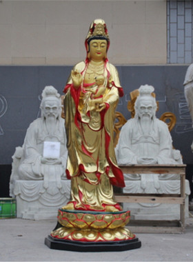 寺庙树脂带背光观音佛像