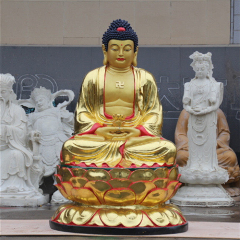 树脂鎏金彩绘三宝佛