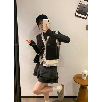 爱情魔鬼鱼套装打底衫叠穿马甲