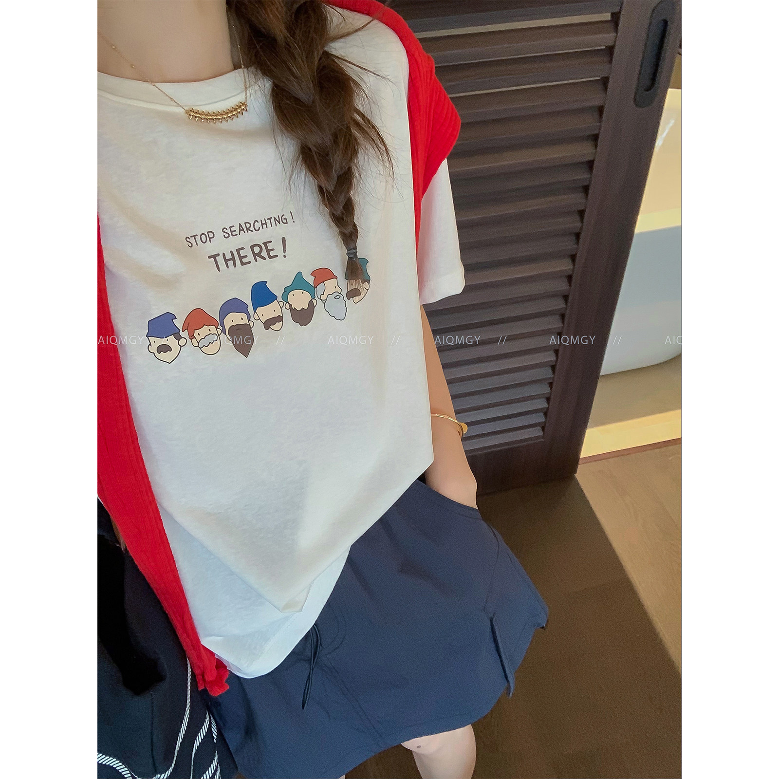 爱情魔鬼鱼 短袖圆领卡通字母印花T恤女2026夏季新款时尚宽松上衣