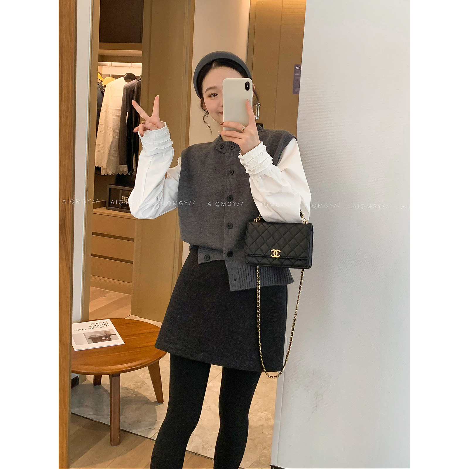 爱情魔鬼鱼 深灰色拼接假两件针织开衫女2025年冬季新款通勤上衣,女装/女士精品,毛针织衫,淘宝优惠券,粉丝福利购,淘宝优惠卷