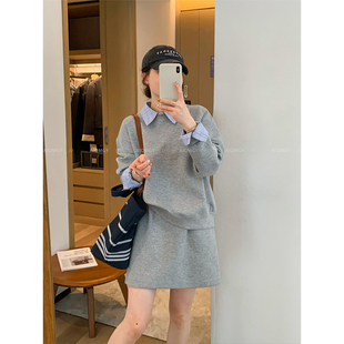 爱情魔鬼鱼 时尚两件套装女2026春季新款拼接长袖卫衣半身裙短裙