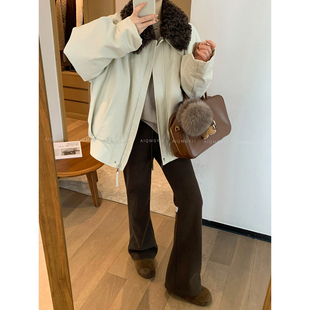 爱情魔鬼鱼 撞色毛领羽绒服女2025冬季新款宽松加厚保暖时尚外套-