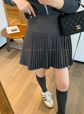 爱情魔鬼鱼 灰色时尚百褶裙半身裙女2026春季新款高腰百搭短裙子