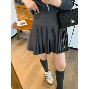 新款 百褶裙半身裙女2026春季 高腰百搭短裙子 灰色时尚 爱情魔鬼鱼