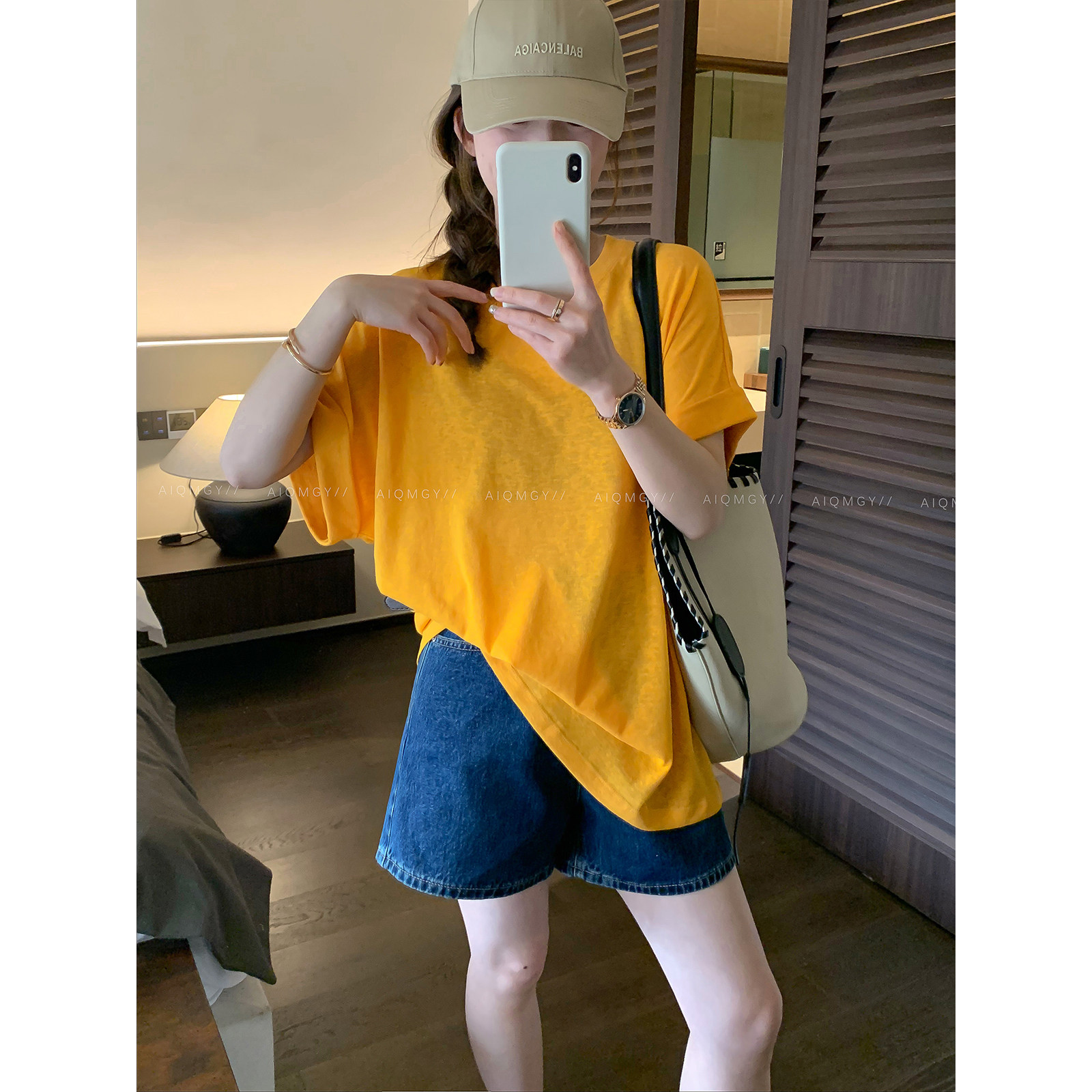 爱情魔鬼鱼 纯色短袖圆领T恤女2026夏季新款简约宽松慵懒百搭上衣