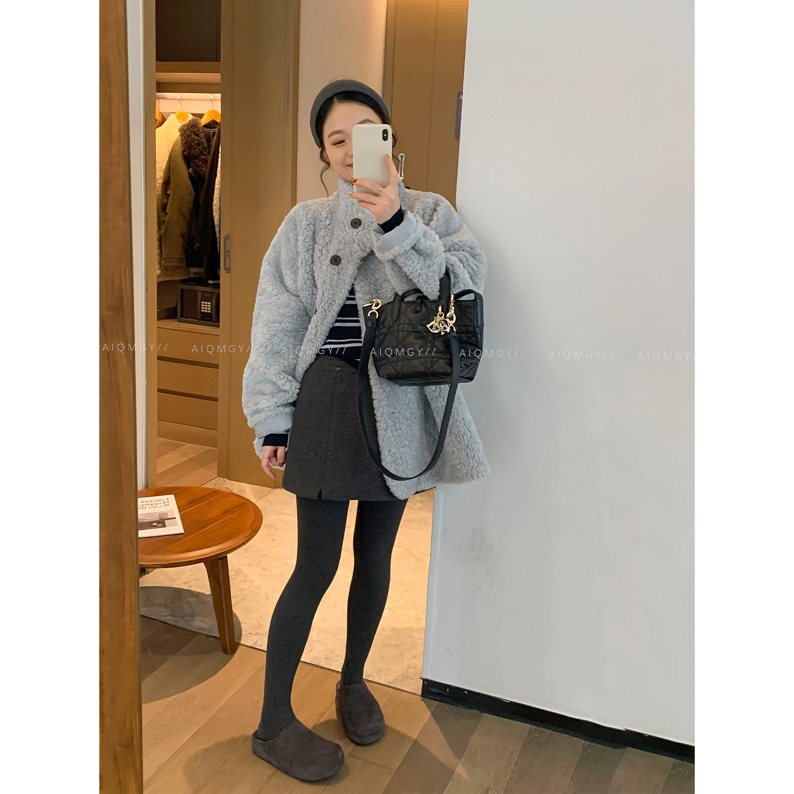 爱情魔鬼鱼 蓝色高级感羊羔毛外套女2025年冬季新款加厚保暖大衣,女装/女士精品,短外套,淘宝优惠券,粉丝福利购,淘宝优惠卷