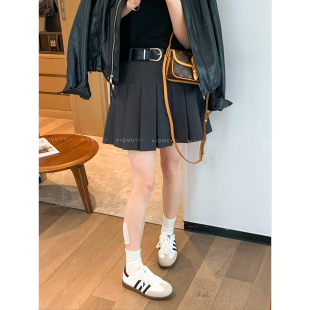 百搭短裙子 新款 爱情魔鬼鱼 高级感配腰带百褶裙半身裙女2026春季