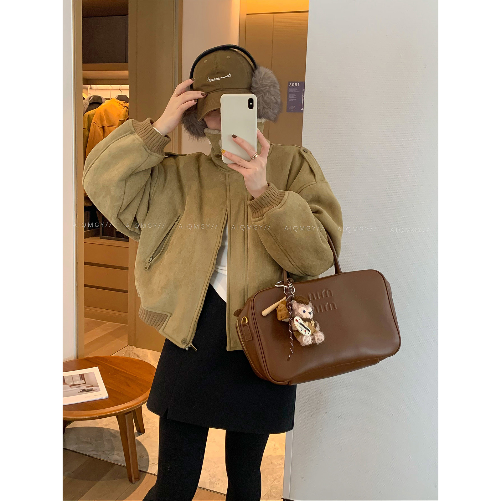 爱情魔鬼鱼 卡其色毛领拼接夹克外套女2025冬季新款宽松显瘦上衣,女装/女士精品,短外套,淘宝优惠券,粉丝福利购,淘宝优惠卷