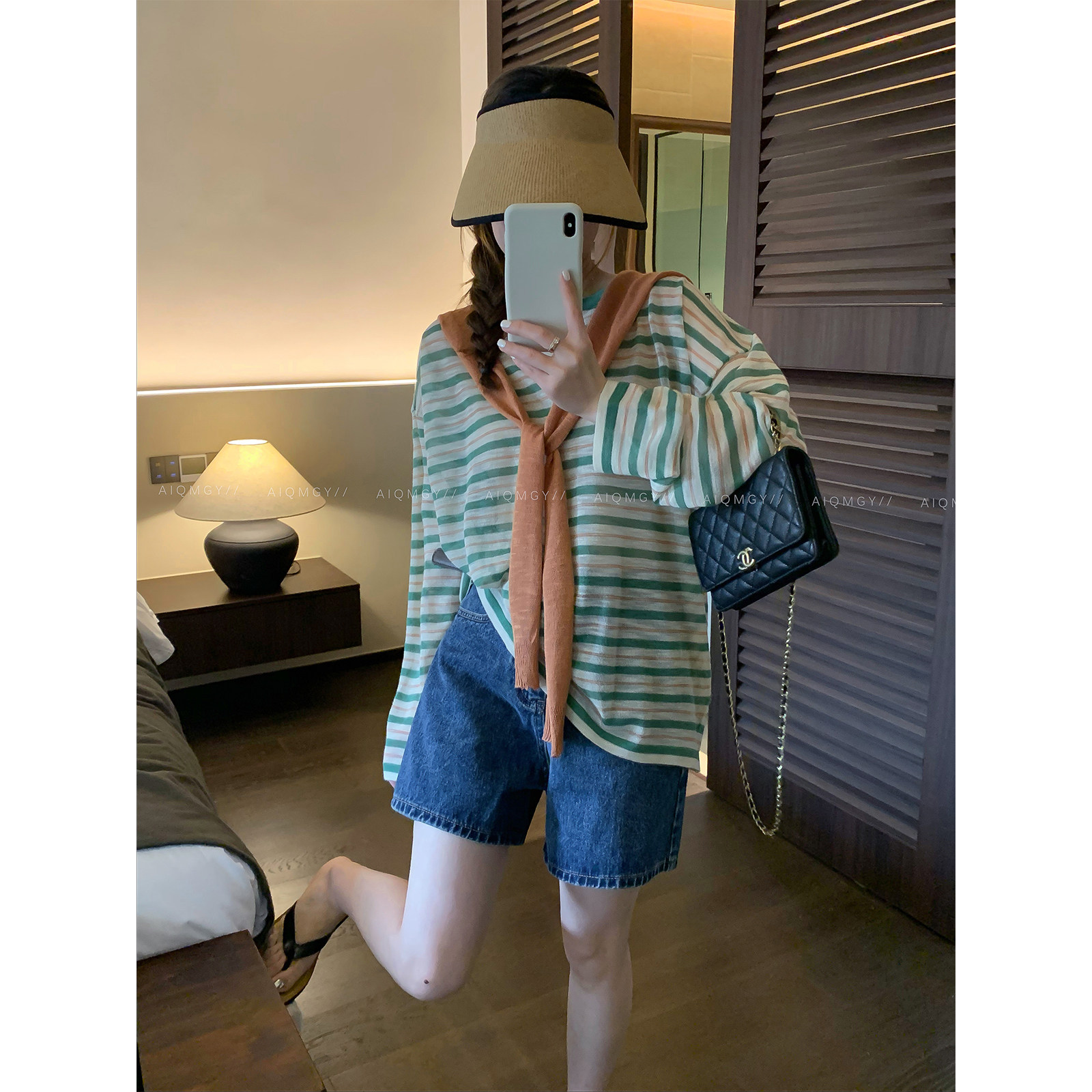 爱情魔鬼鱼 长袖圆领条纹T恤女2026夏季新款韩系通勤百搭宽松上衣