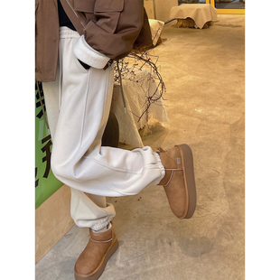 宽松阔腿长裤 女2025秋冬新款 杏色抽绳束脚休闲裤 爱情魔鬼鱼