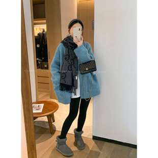 爱情魔鬼鱼 灰色中长款针织开衫外套女2025秋冬新款宽松慵懒上衣