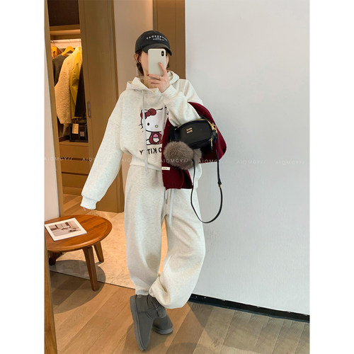 爱情魔鬼鱼Kitty猫加绒两件套装