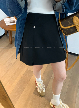 爱情魔鬼鱼 黑色高端通勤半身裙女2026春季新款高腰百搭A字短裙子
