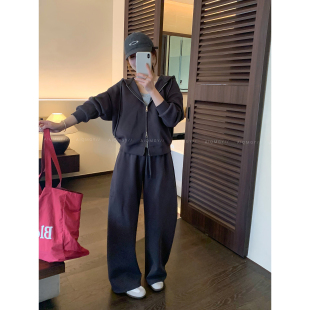 连帽外套阔腿长裤 爱情魔鬼鱼 新款 女2026春季 两件套 休闲运动套装