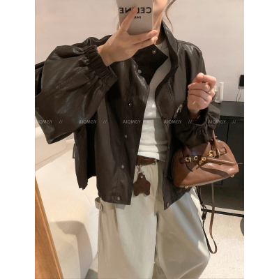 爱情魔鬼鱼灯笼袖皮衣外套女