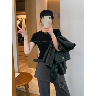 新款 圆领T恤女2026春季 韩系简约百搭体恤上衣 纯色短袖 爱情魔鬼鱼