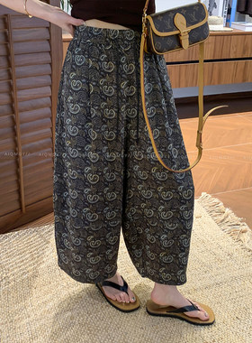 爱情魔鬼鱼印花九分休闲裤女