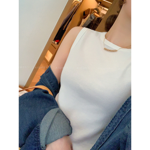 修身 爱情魔鬼鱼 新款 圆领工字背心女2026年春季 内搭上衣 白色无袖