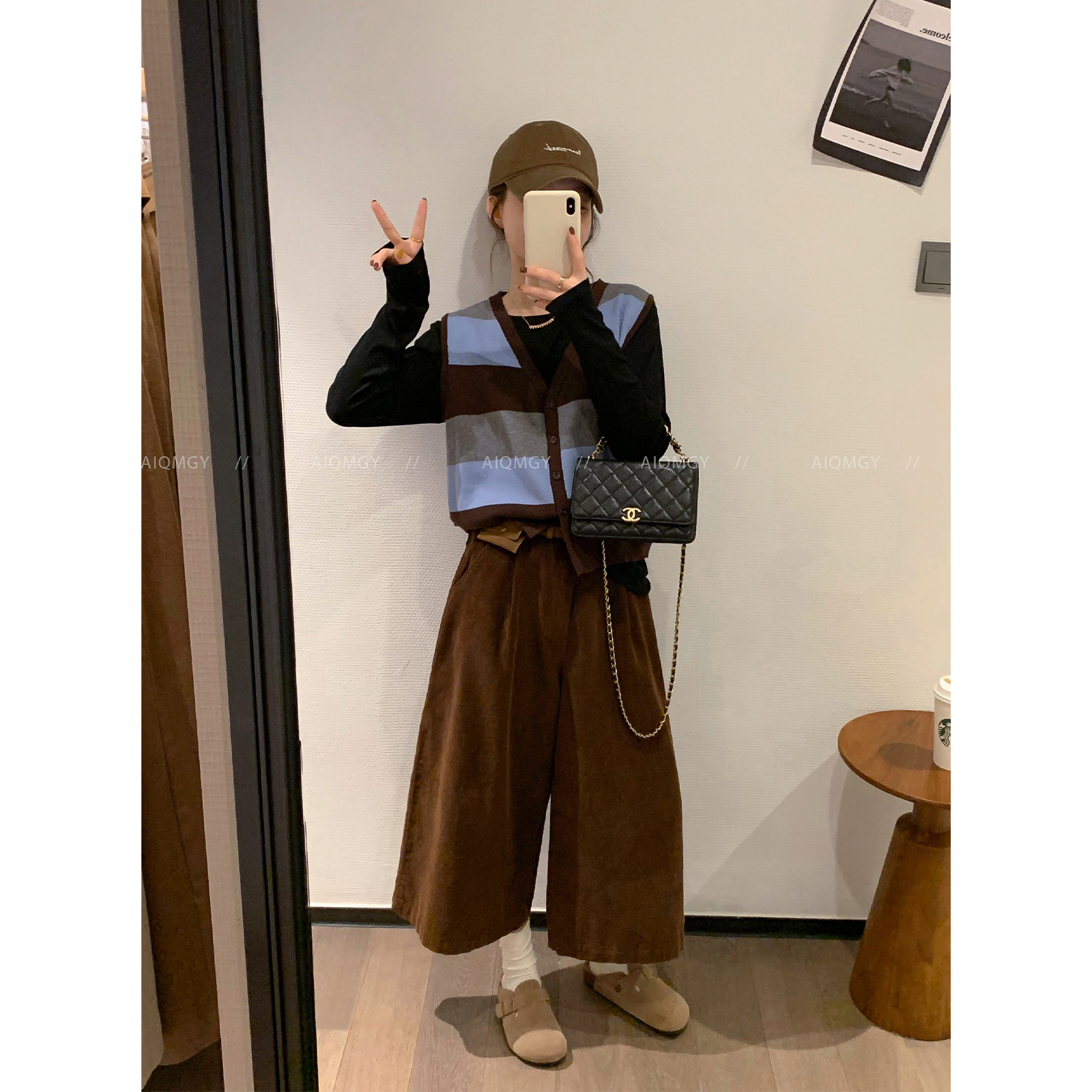 爱情魔鬼鱼套装条纹马甲长袖T恤