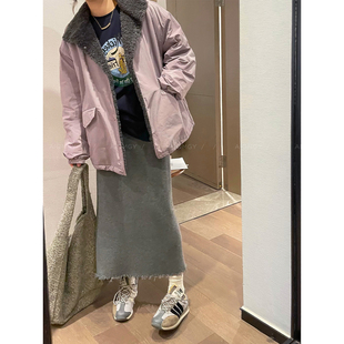 爱情魔鬼鱼 紫色皮毛一体羊羔绒外套女2025冬季新款保暖加厚上衣