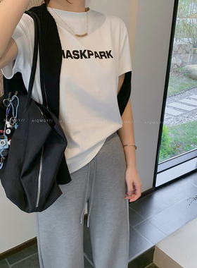 爱情魔鬼鱼 白色短袖圆领字母T恤女2026夏季新款韩系百搭体恤上衣