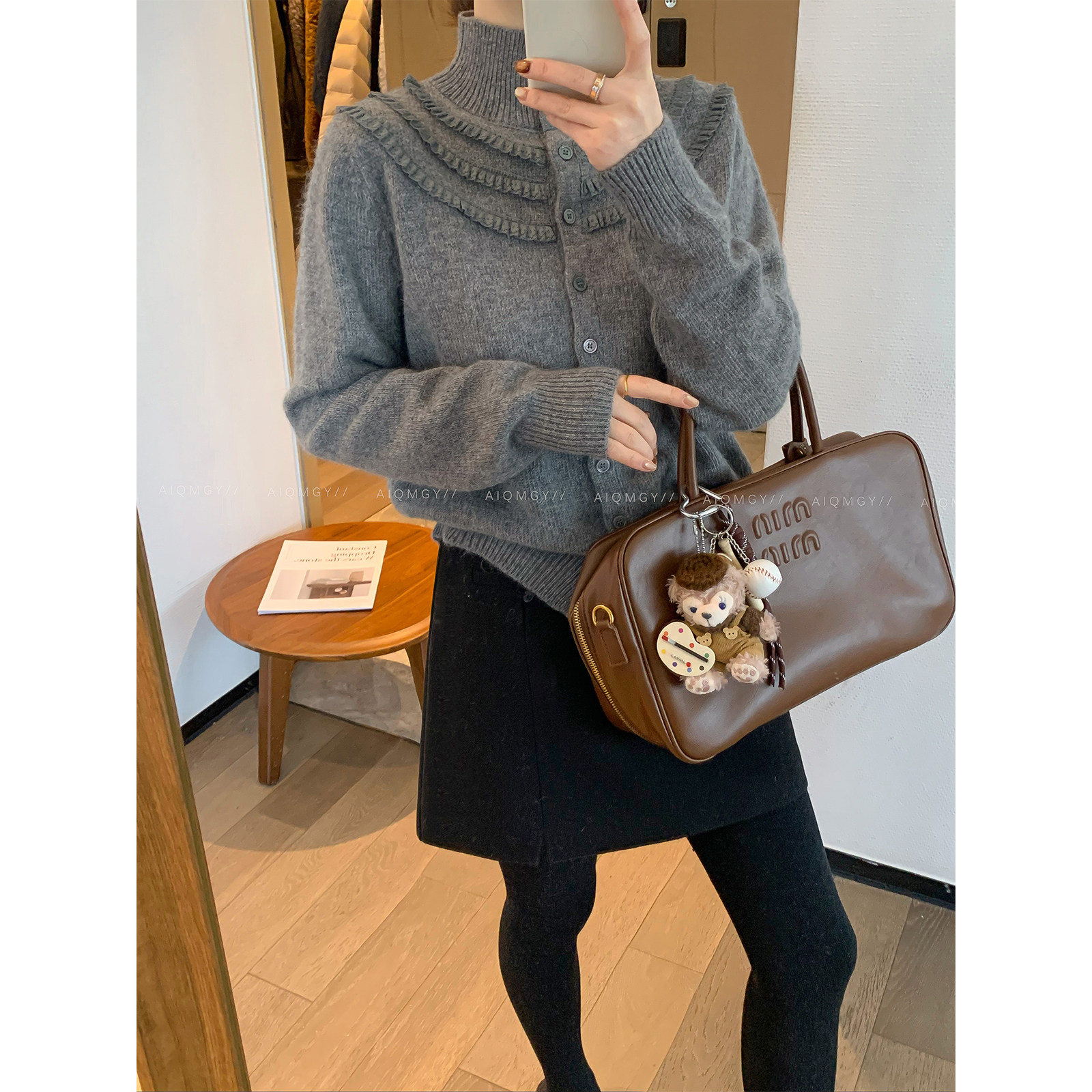 爱情魔鬼鱼 灰色设计感立领羊毛针织开衫女2025冬季新款别致上衣,女装/女士精品,毛针织衫,淘宝优惠券,粉丝福利购,淘宝优惠卷