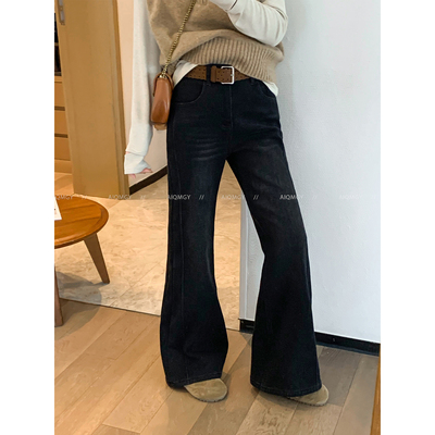 爱情魔鬼鱼加绒保暖微喇牛仔裤