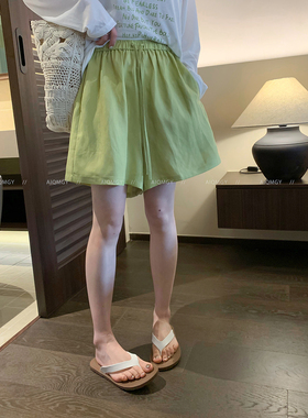 爱情魔鬼鱼 松紧腰抽绳天丝亚麻休闲短裤女2026夏季百搭阔腿裤子