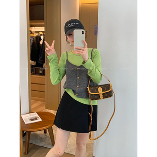 爱情魔鬼鱼 休闲套装女2026年春季新款长袖打底T恤叠穿背心两件套