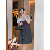 圆领短袖 爱情魔鬼鱼 T恤吊带连衣裙两件套 女2026夏季 新款 时尚 套装