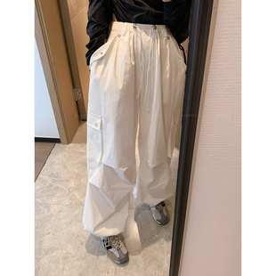 爱情魔鬼鱼 白色时尚休闲工装裤女2026夏季新款宽松束脚阔腿裤子