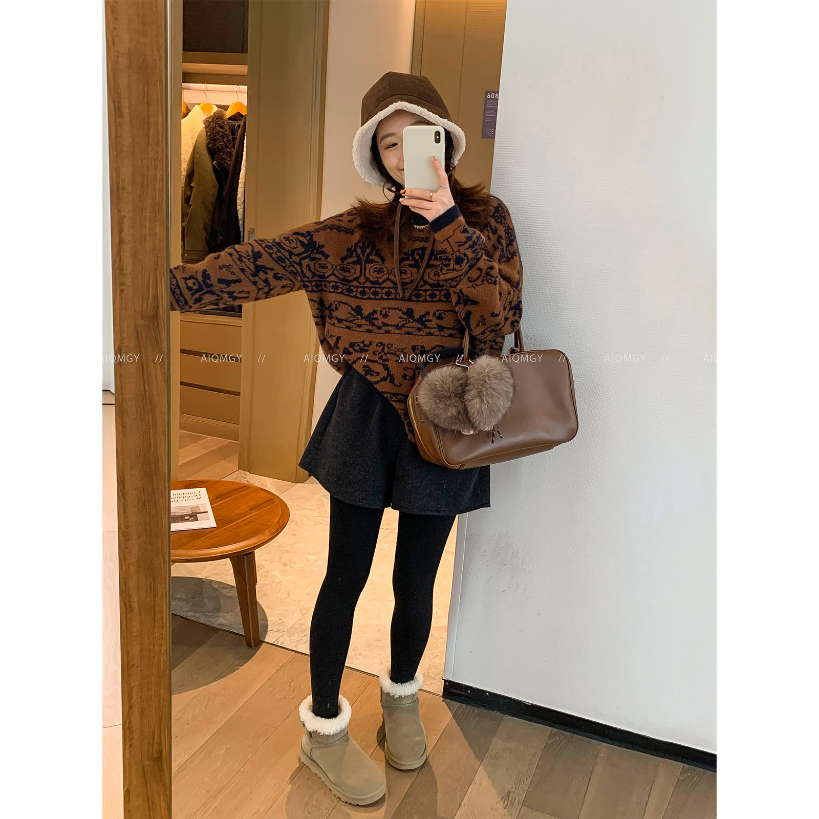 爱情魔鬼鱼 长袖费尔岛提花针织衫女2025年冬季新款宽松套头上衣,女装/女士精品,毛针织衫,淘宝优惠券,粉丝福利购,淘宝优惠卷