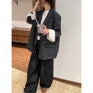 爱情魔鬼鱼 深灰色高级感西装外套女2026年秋季新款宽松西服上衣