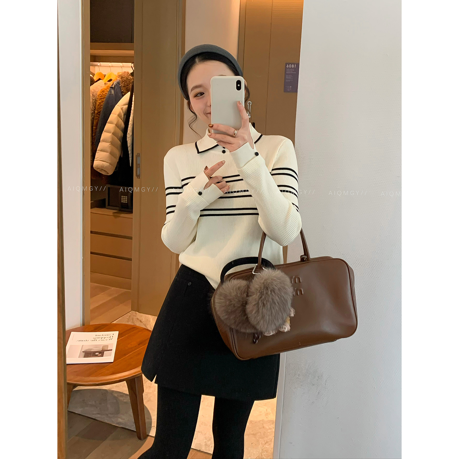 爱情魔鬼鱼撞色条纹长袖针织衫