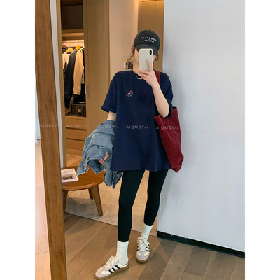 爱情魔鬼鱼 白色短袖圆领小马图案T恤女2026春季新款宽松百搭上衣