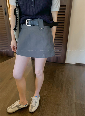 爱情魔鬼鱼 深灰色通勤天丝亚麻裙裤女2026夏季新款高腰百搭短裤