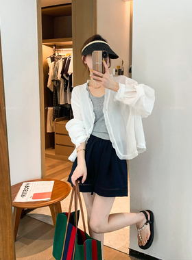 爱情魔鬼鱼 白色长袖木耳边苎麻衬衫女2025夏季新款宽松外搭上衣