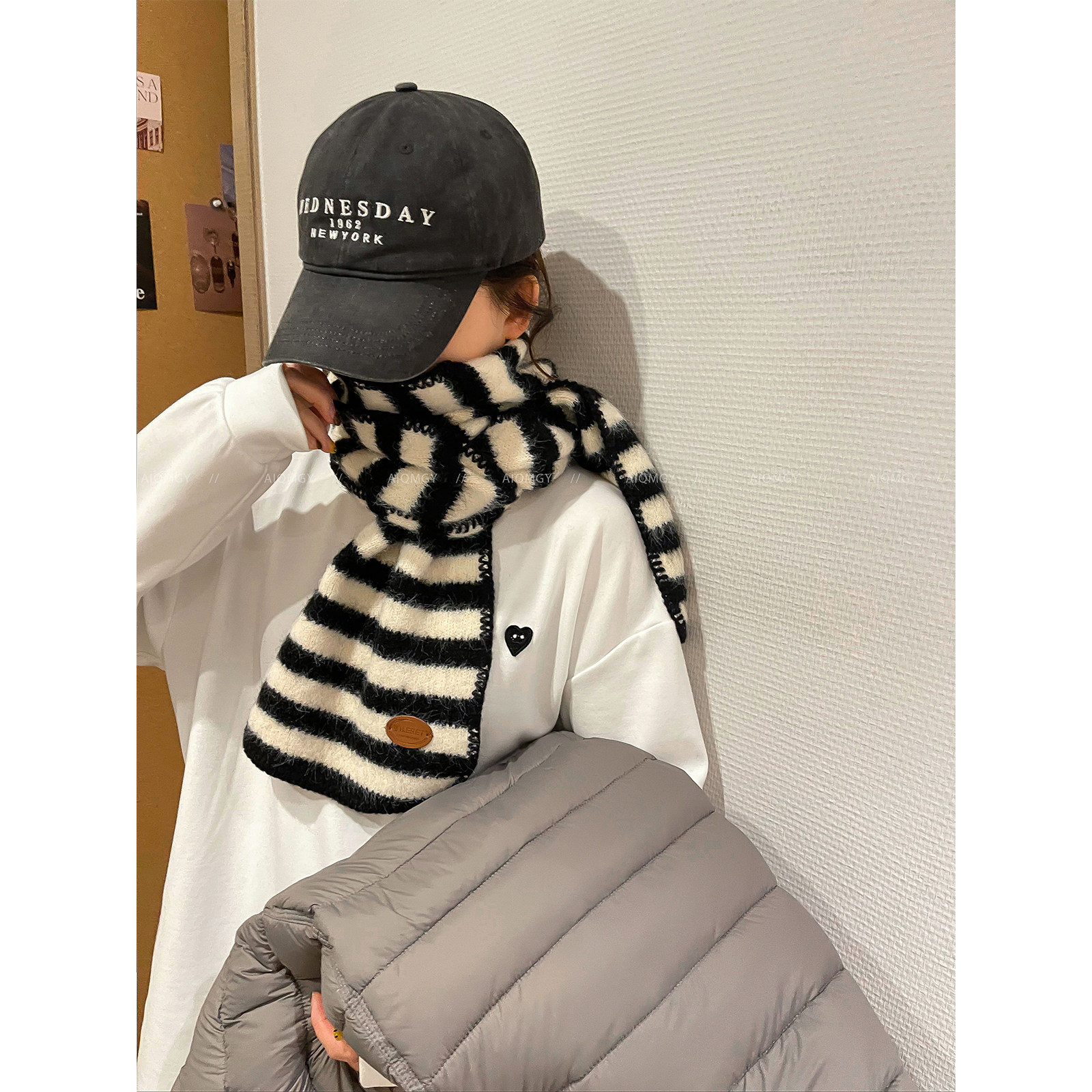 爱情魔鬼鱼 撞色条纹百搭针织围巾女2025年冬季新款外搭保暖围脖,服饰配件/皮带/帽子/围巾,围巾/丝巾/披肩,淘宝优惠券,粉丝福利购,淘宝优惠卷