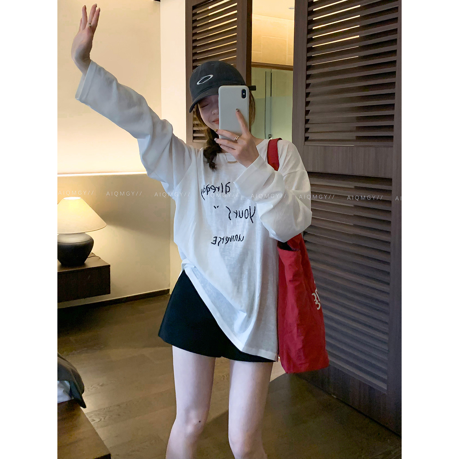 爱情魔鬼鱼 长袖圆领字母T恤女2026春季新款宽松慵懒时尚百搭上衣