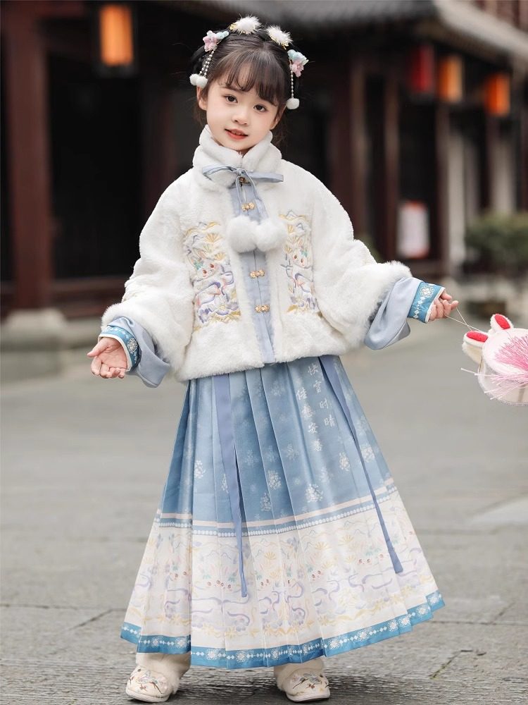 2024冬季新款儿童汉服明制马面裙套装汉服女童冬季加绒儿童拜年服,童装/婴儿装/亲子装,汉服,淘宝优惠券,粉丝福利购,淘宝优惠卷