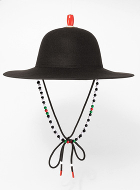 汉服帽子古装大圆帽飞鱼服明朝侠客风锦衣卫黑色圆顶明制大檐帽