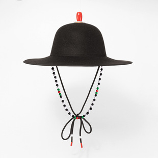 汉服帽子古装大圆帽飞鱼服明朝侠客风锦衣卫黑色圆顶明制大檐帽