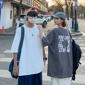 中性风情侣印花短袖T恤男女夏季新款中袖XZ1007-1-T04