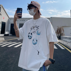现货短袖印花T恤男夏季情侣哈嘻宽松休闲内搭上衣XZ1007-1-T05图片